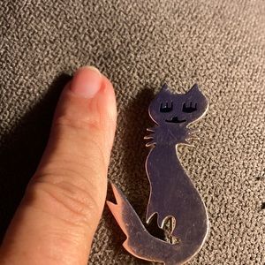 Sterling Silver designer cat pen broach